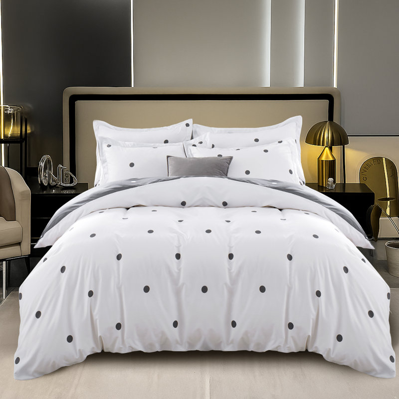 Microfiber Polka Dots Duvet Cover Set with Pillowcases, Double Duvet Cover + 2 Standard Pillowcases