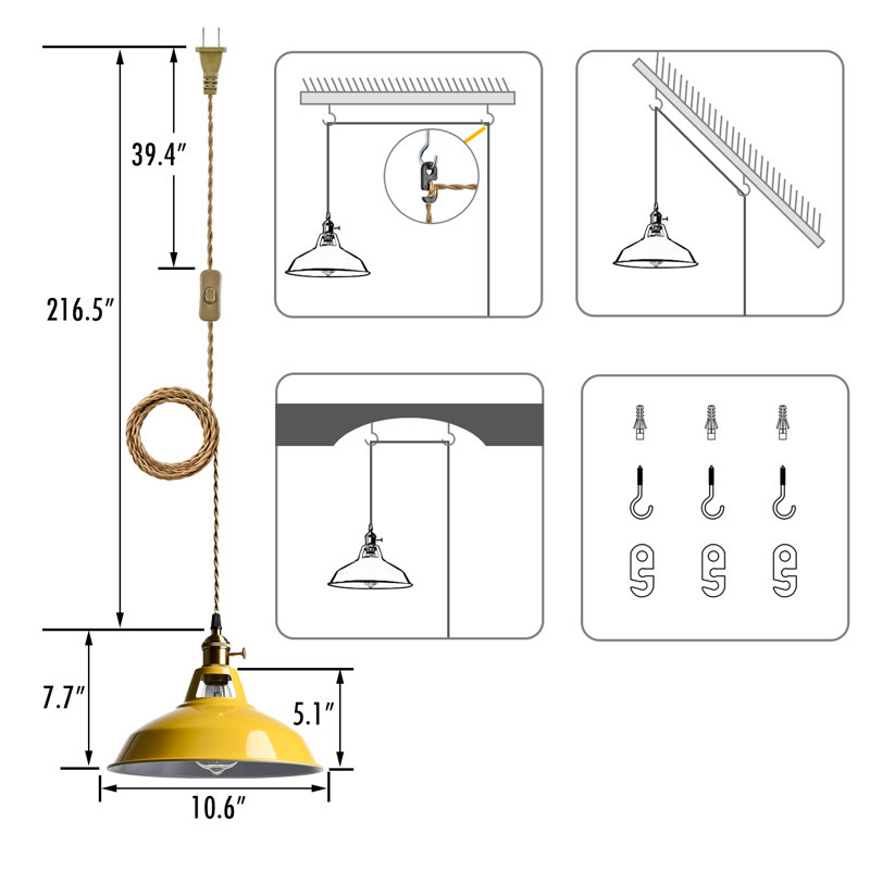 Luminaire suspendu pour cuisine Macaron, Jaune