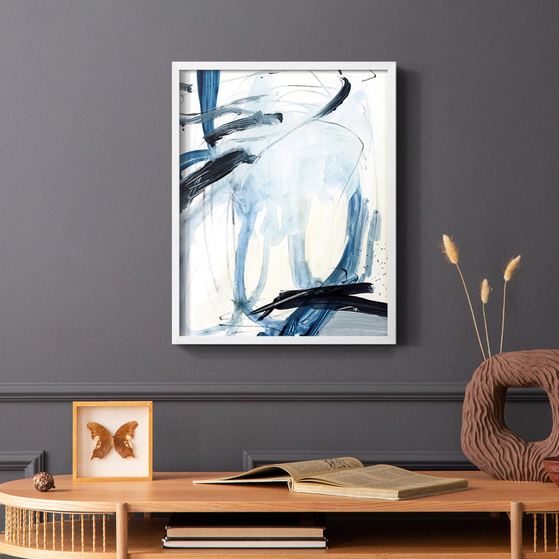 Indigo Swash II, reproduction encadrée - bois massif, Blanc, H 20 po x l 16 po