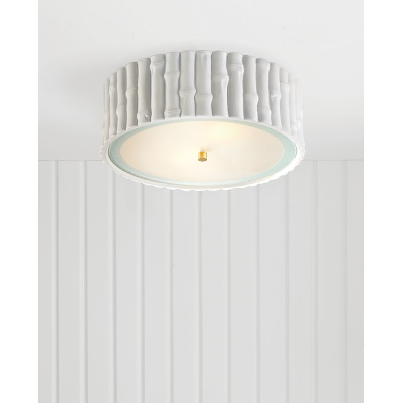 Alexa Hampton Frank Small Flush Mount, Plaster White, 2 - Lights, 4.75" H x 11.25" W x 11.25" D