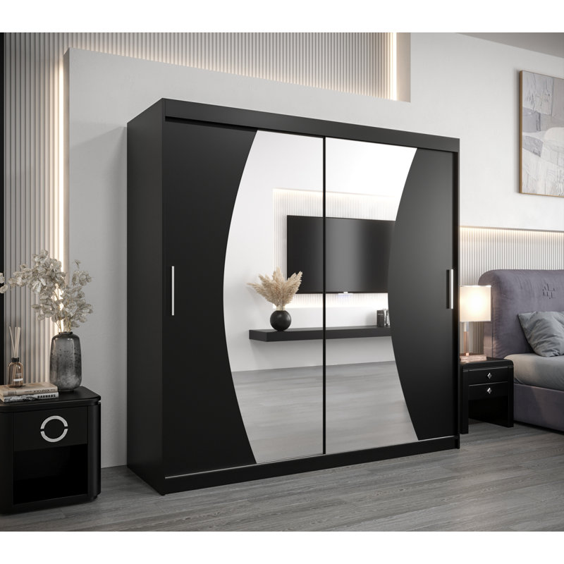 Samarinda 2 Door Manufactured Wood Wardrobe, Black Matt