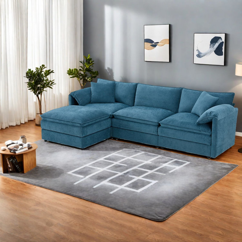 Spacieux canapé modulaire en L de 103 po en chenille pour la maison