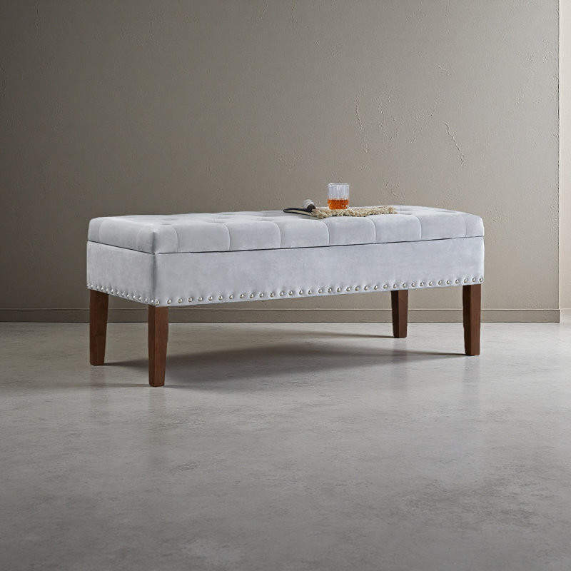 Banc capitonné avec rangement, Gris