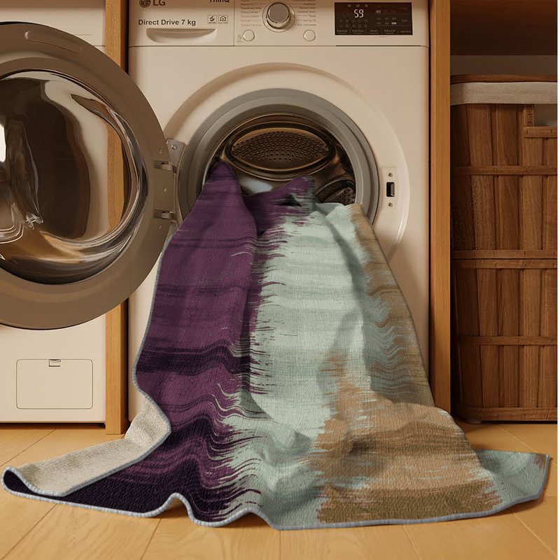 Tapis aquarelle lavable à la machine, Rond 3 pi