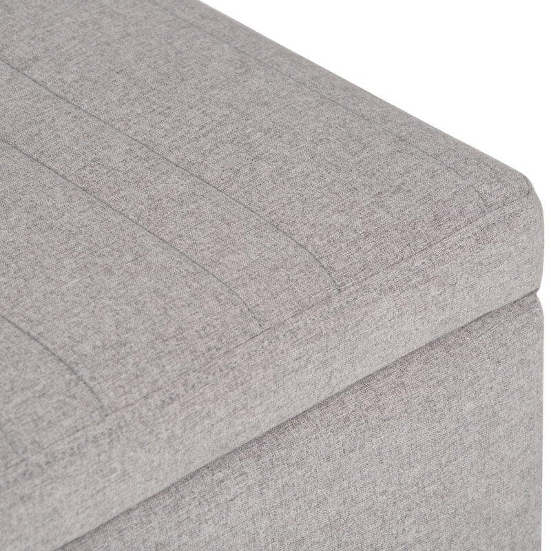 Gray Cloud Linen Rectangular Storage Ottoman with Lift-Up Lid