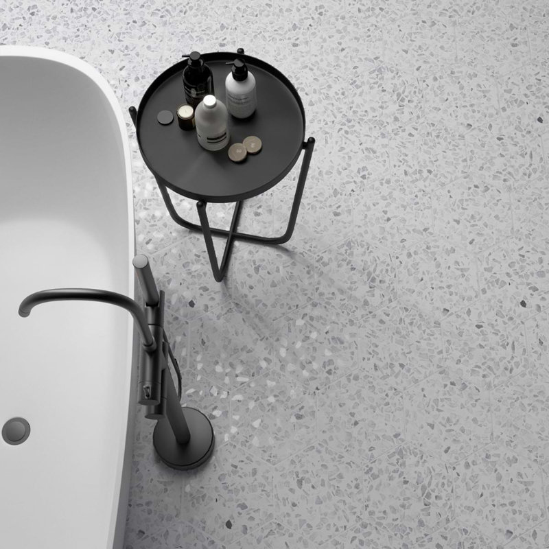 Terrazzo Hex 9" Terrazzo Look Porcelain Floor & Wall Tile (8.07 Sq. Ft. / Case), Hex Gray