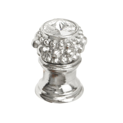 Caché petit bouton rond avec pied évasé avec un cristal Swarovski transparent mercure doré