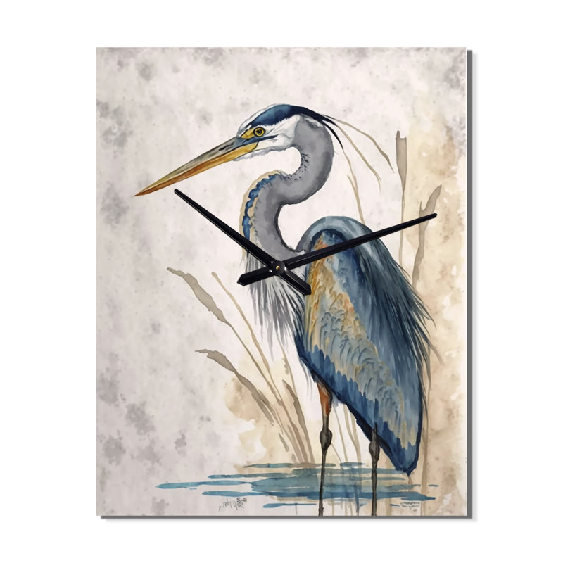 Horloge murale Heron By The Waterside Watercolor II - Animals Heron, Petit