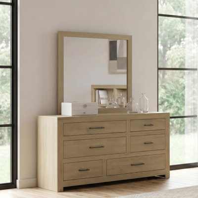 Hendricks 6-Drawer Bedroom Dresser And Mirror Light Oak