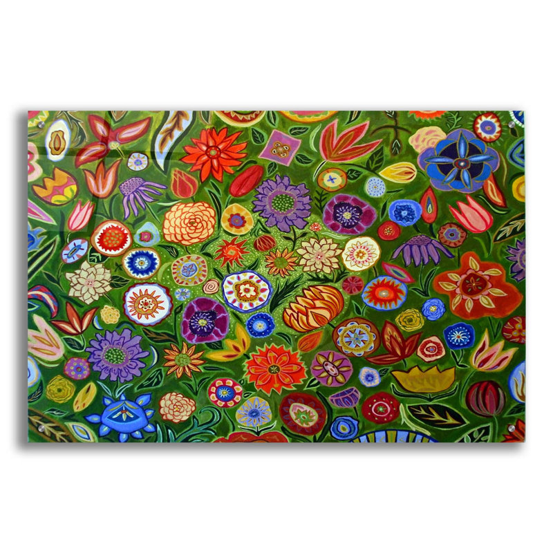 Bungalow Rose 'Abstract Floral' By Catherine A Nolin, Acrylic Glass Wall Art, 36"X24", H 24 po x l 36 po x P 0,2 po