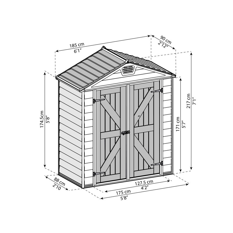 Tan and Brown Polycarbonate Aluminum Storage Shed