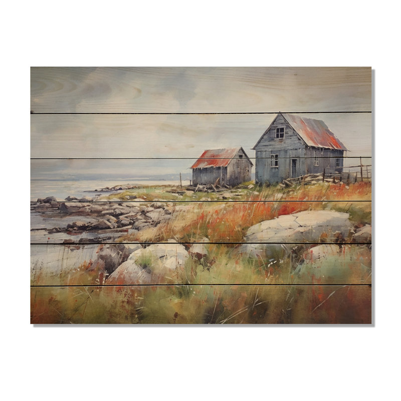 Bigvai Rustic Refuge Lakehouse II sur impression sur bois, H 30 po x l 40 po x P 0,78 po