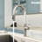 MASO Kitchen Faucet with Pull-Down Sprayer, 3 Spray Modes, Single Handle High Arc Sink Faucet for Kitchen, RV, Laundry and Bar, 304 Stainless Steel, Brushed Nickel-125898090-125898083