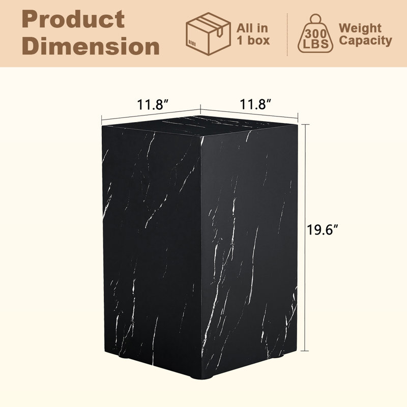 Table de bout, H 19,69 po x l 11,81 po x P 11,81 po, Noir