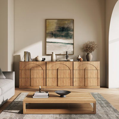 Set of 3 Sideboard Cabinet with 3 Drawers, Camel