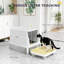 XL Stainless Steel Enclosed Cat Litter Box with Flip Top Lid and Litter Trapping Step, Includes Scoop, Odor-Locking Design for Large Cats Up to 15 Lbs