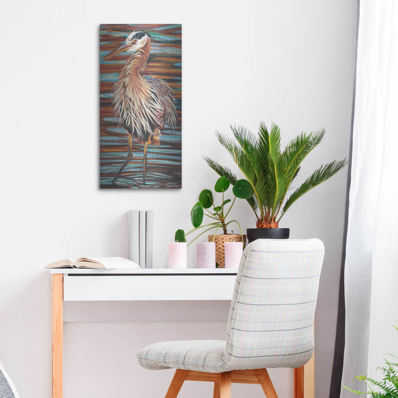 «Watchful Heron II» par Carolee Vitaletti, H 24 po x l 12 po