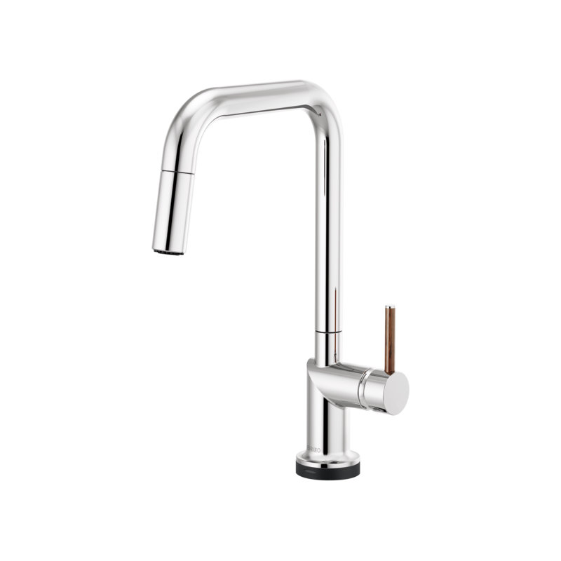 Odin® SmartTouch® Pull-Down Faucet with Square Spout, Polished Chrome, Wood Lever