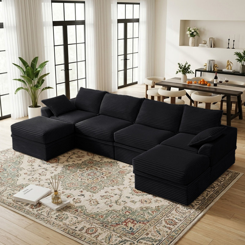 Canapé modulaire Boneless 142 po Cloud, Noir