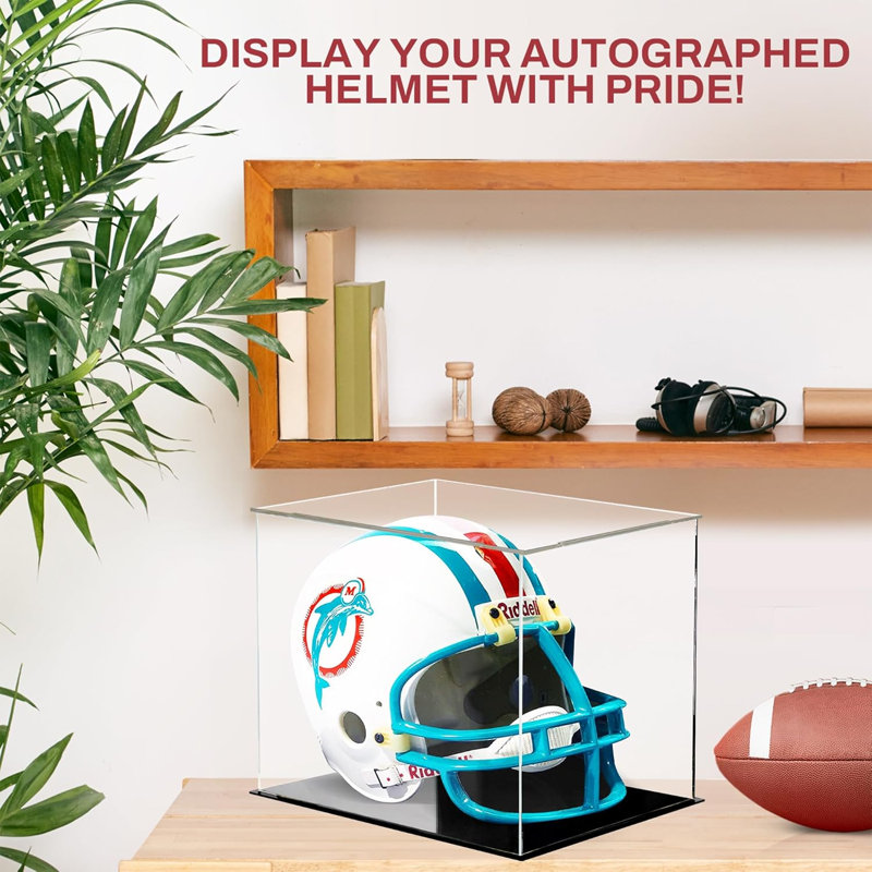 case for football helmet Full size and display Elevate your display game with the Deluxe Acrylic Football Helmet Display Case by Polynex Football Helmet Display Case Full
