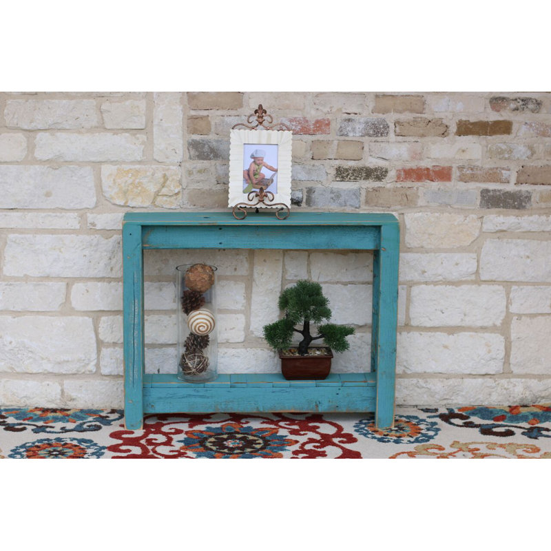 Console en bois massif Biggs, Turquoise, H 28 po x l 36 po x P 8 po