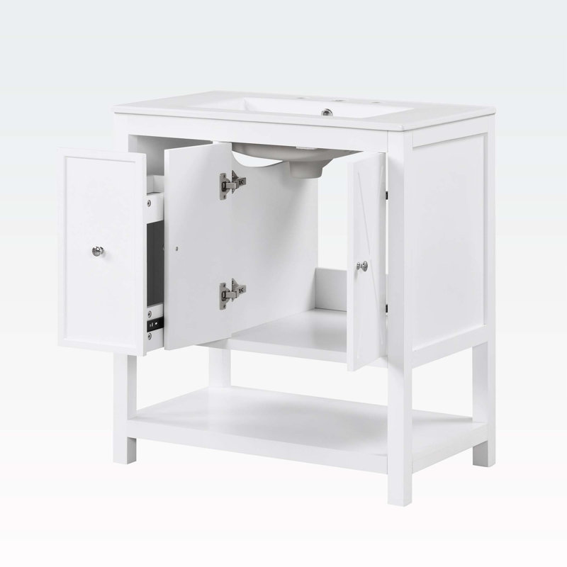 Fedrico 30 " W Freestanding Standard Free Standing 1 Single Vanity Bathroom Vanity With Ceramic Top