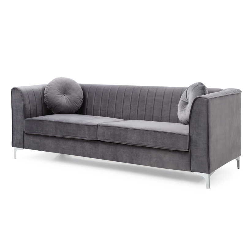 Bailey 87'' Velvet Sofa, Gray