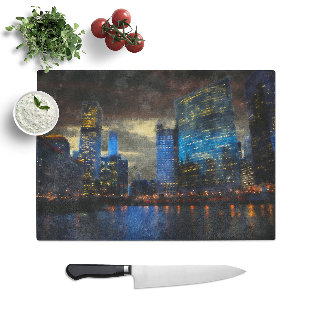 Downtown Chicago Skyline Painting Chopping Board