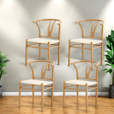 Ensemble de 4 chaises de salle à manger confortables, cuisine moderne avec cadre en acier tissé
