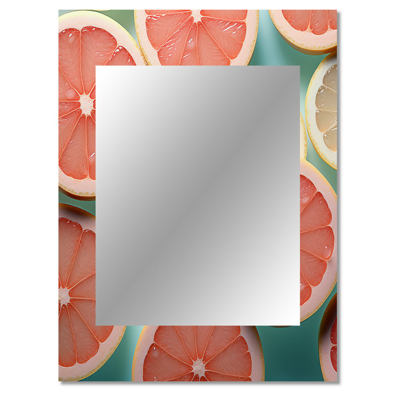 Grapefruit Gradient - fruits, miroir mural décoratif, miroir traditionnel, art imprimé en métal, 40 po x 30 po