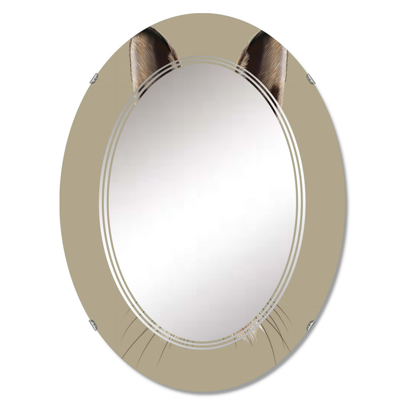 Portrait of Hare II - Miroir mural traditionnel ovale, 30 po x 20 po