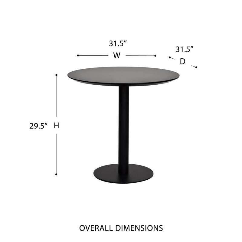 Abode Round Metal Base Dining Table, Black, Black