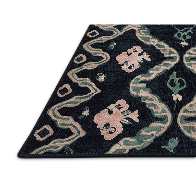 Machine Washable Gray Area Rug, Round 4'
