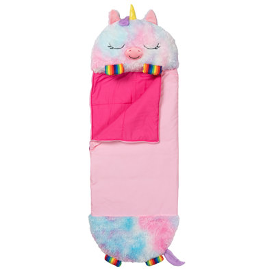 Happy Nappers: oreiller et sac somnolent: licorne arc-en-ciel, personnage animal en peluche, sac de couchage 2 en 1, jeu, enfants de 3 ans et plus
