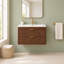Meuble-lavabo de salle de bain de 76 cm (30 po) avec lavabo encastré en céramique, meuble-lavabo en bois avec rangement dissimulé (sans robinetterie) - Brun-606020339-606042374