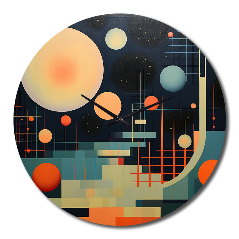 Pleine lune Visions Mid-Century abstrait géométrique - horloge murale moderne Mid-Century, Très grand