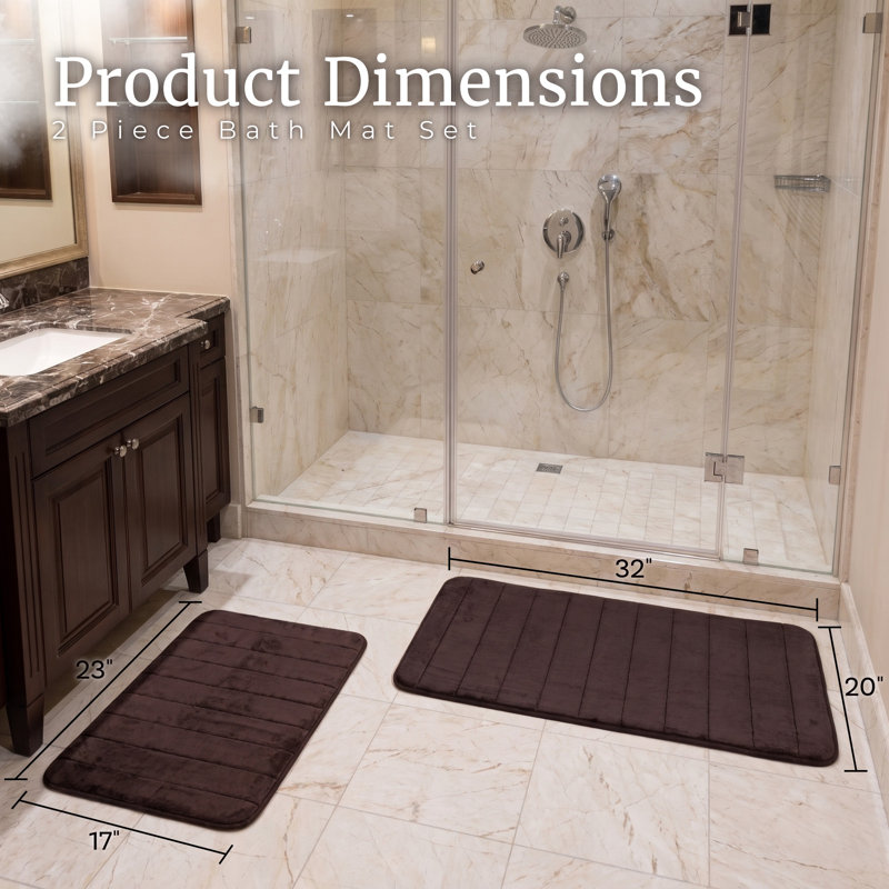 Ensemble de tapis de bain en mousse viscoélastique Billybob - Tapis de bain 2 pièces avec dessus en microfibre - Tapis antidérapants