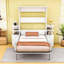 Lit escamotable double en bois avec armoires de rangement et canapé-519909925