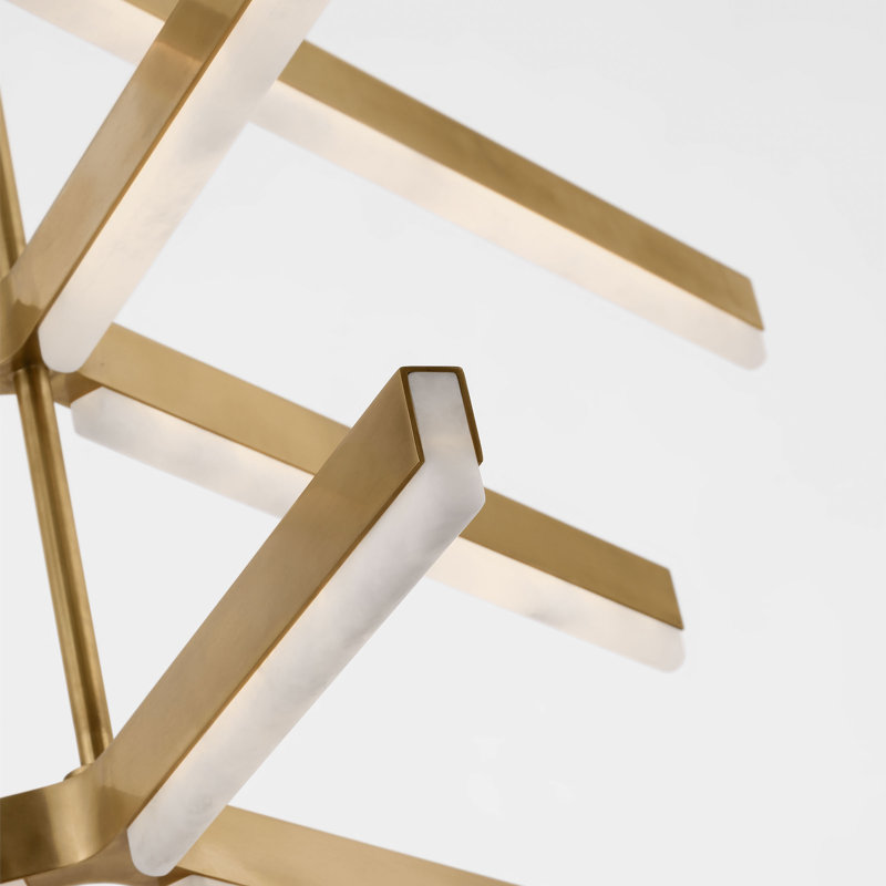 Linea LED Chandelier, Hand Rubbed Antique Brass