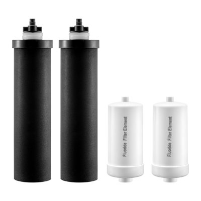 Remplacement des filtres à eau, éléments de purification, filtres de remplacement, système de filtre à eau par gravité, compatible avec la plupart des marques, paquet de 4 (2 filtres à charbon actif + 2 filtres à défluoration)