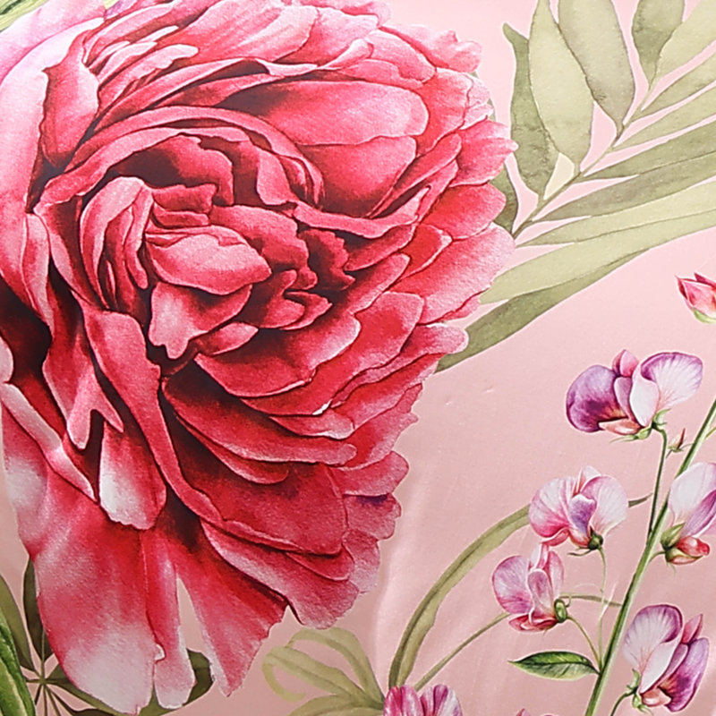 Queen Pink Cotton Reversible Floral Comforter Set