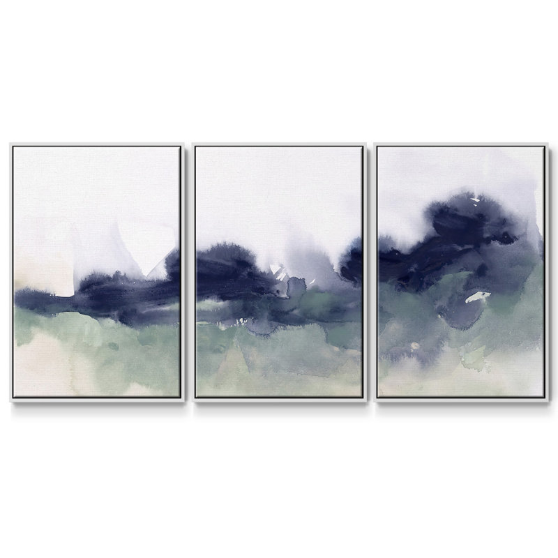 Lake Fog II - Toile encadrée multi-pièces, H 40 po x l 78 po x P 2 po, Blanc