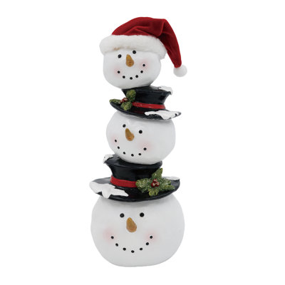 Resin Snowman Heads Figurine, Decorative Objects, White, Resin, Tabletop, Living Room, Christmas, Christmas Decoration