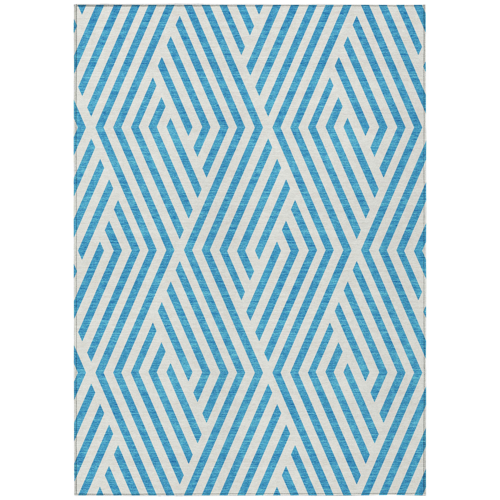 HomeRoots 3' X 5' Teal and White Geometric Washable Non Skid Indoor ...
