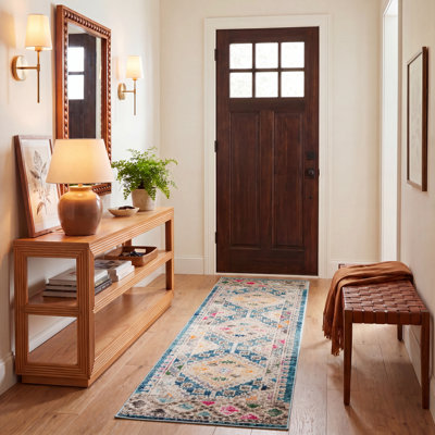 Tapis bleu foncé / jaune / beige Felty Southwestern