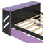 Lit de jour en bois pleine grandeur avec lit gigogne simple, bureau et USB, noir et mauve