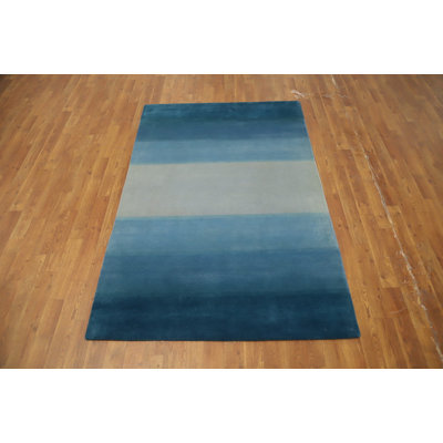 Elegant Gradient Blue Modern Nepalese Rug 4x6