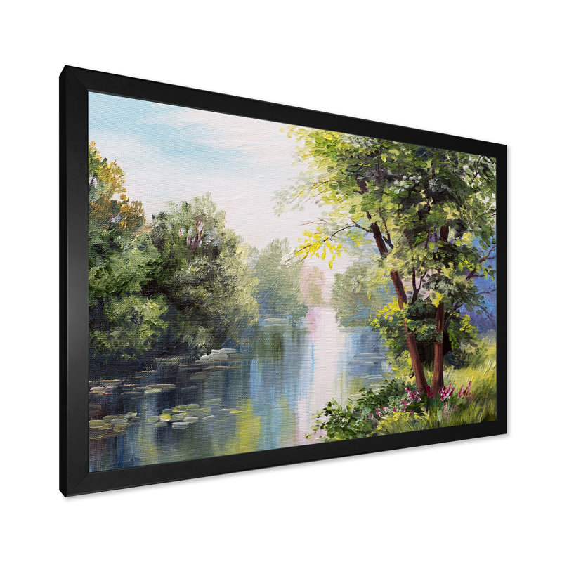 Peinture de paysage sur toile, H 12 po x l 20 po x P 1 po, Cadre noir