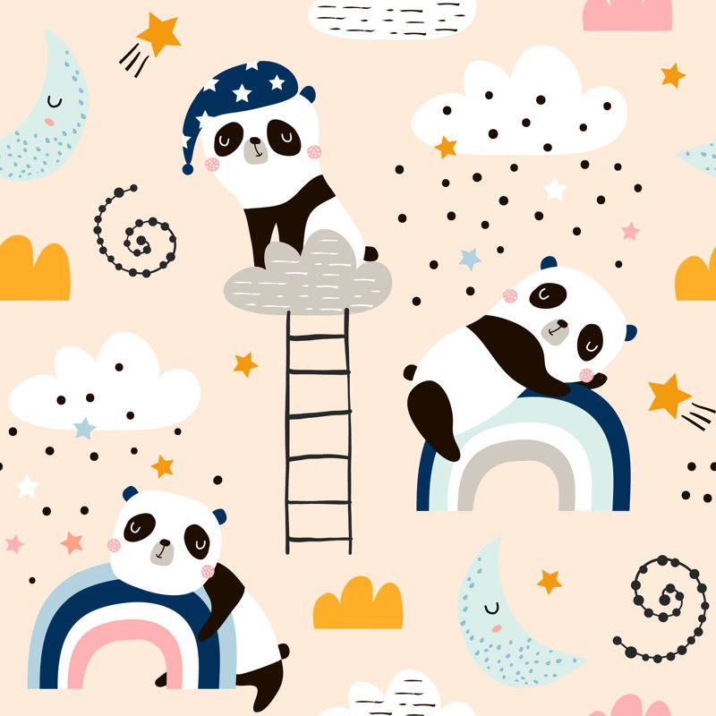 Cute Panda Background - Wrapped Canvas Print, 91cm H x 91cm W x 3.8 cm D