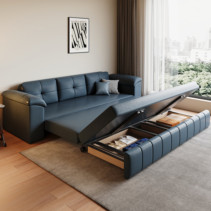 Canapé de salon en cuir Minimalist Modern, 33.9" H x 90.6" W x 33.1" D